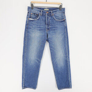 Hey Gang Jeans Womens 26 Blue High Rise Button Fly Straight Crop Leg Made In USA